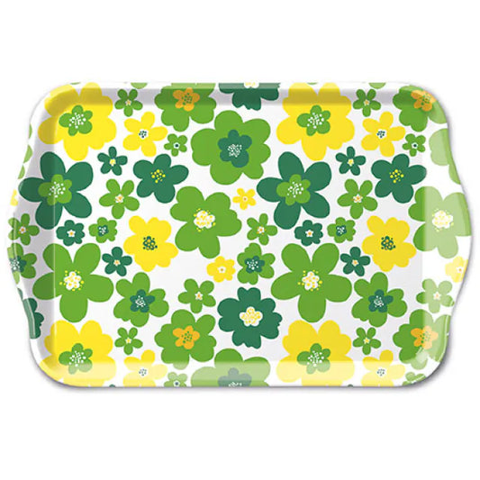 Tray Flower power green 13x21cm