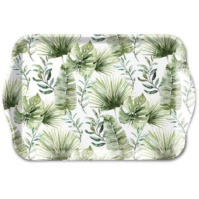Tray Jungle leaves white 13x21cm