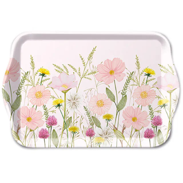 Tray Pastel flowers pink 13x21cm