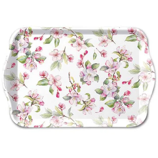 Tray Spring blossom white 13x21cm