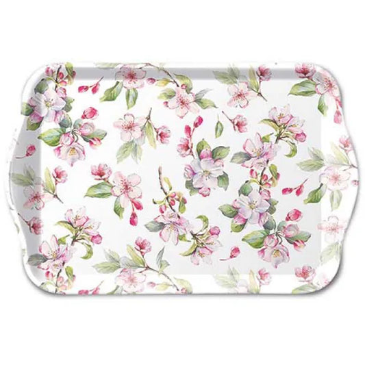 Tray Spring blossom white 13x21cm