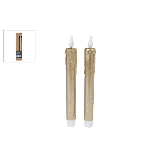 Kaarsen LED set-van-2 goud 21x2x2cm